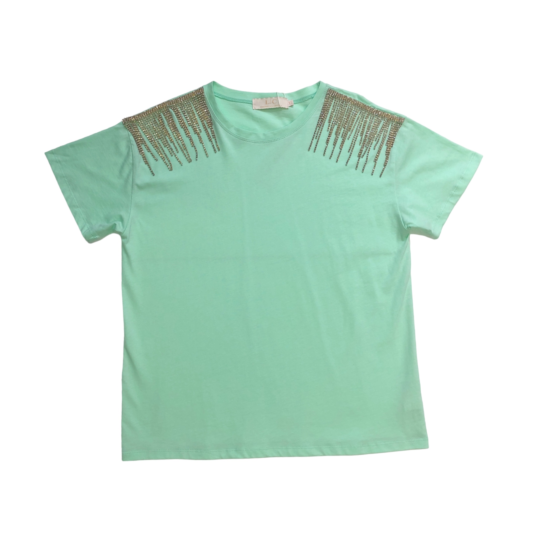 Foto 1 | Playera Con Pedrería En Hombro Lc