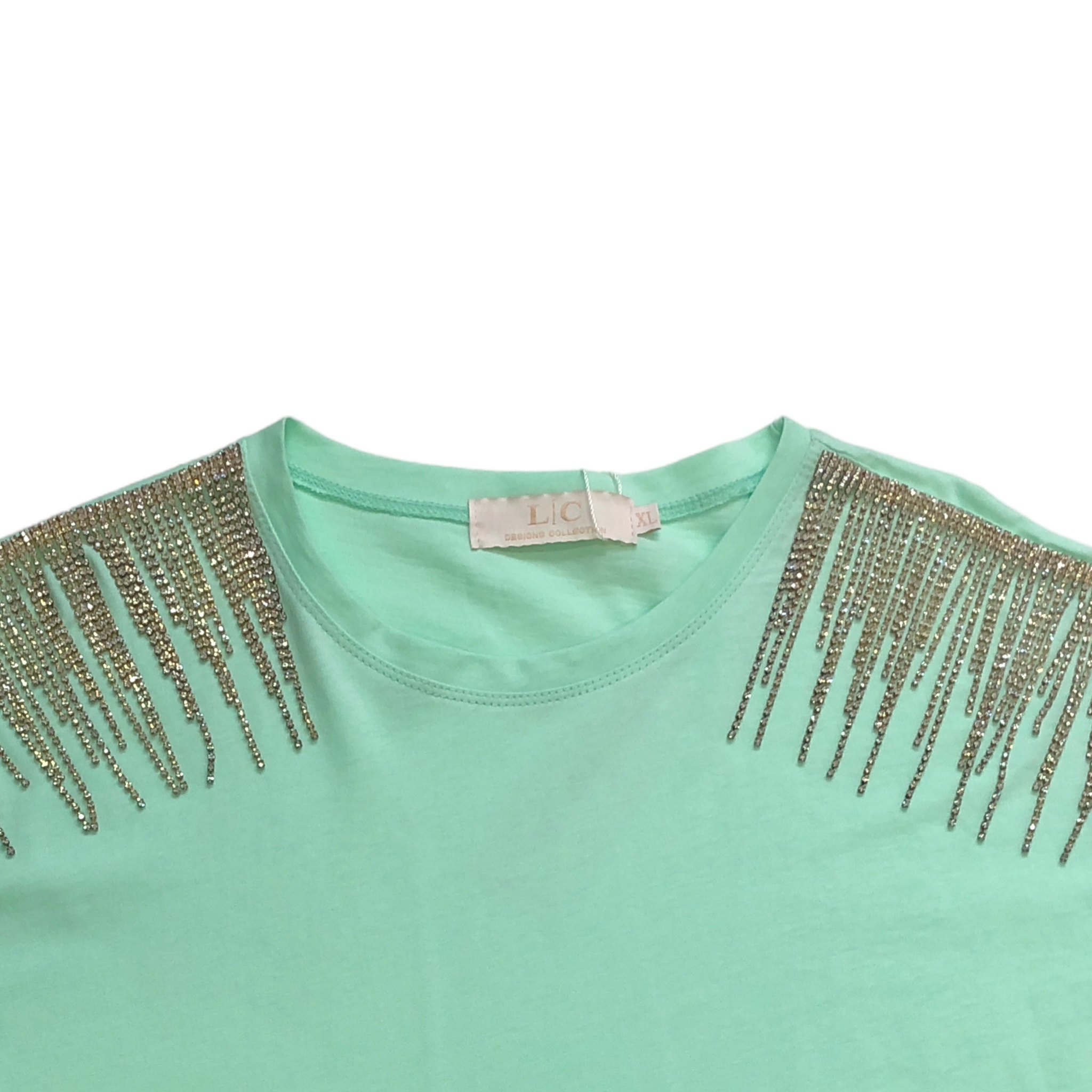 Foto 2 | Playera Con Pedrería En Hombro Lc