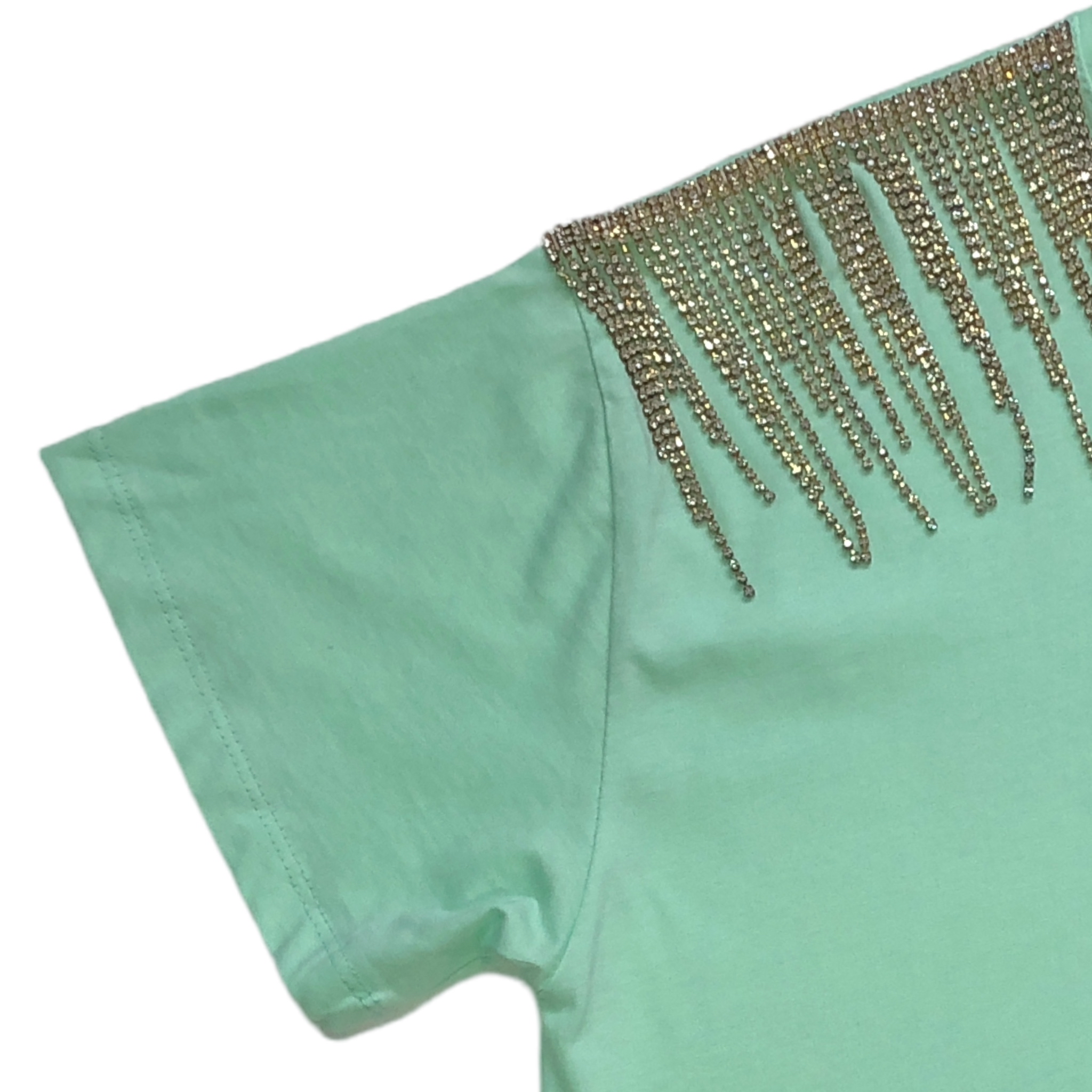 Foto 4 pulgar | Playera Con Pedrería En Hombro Lc