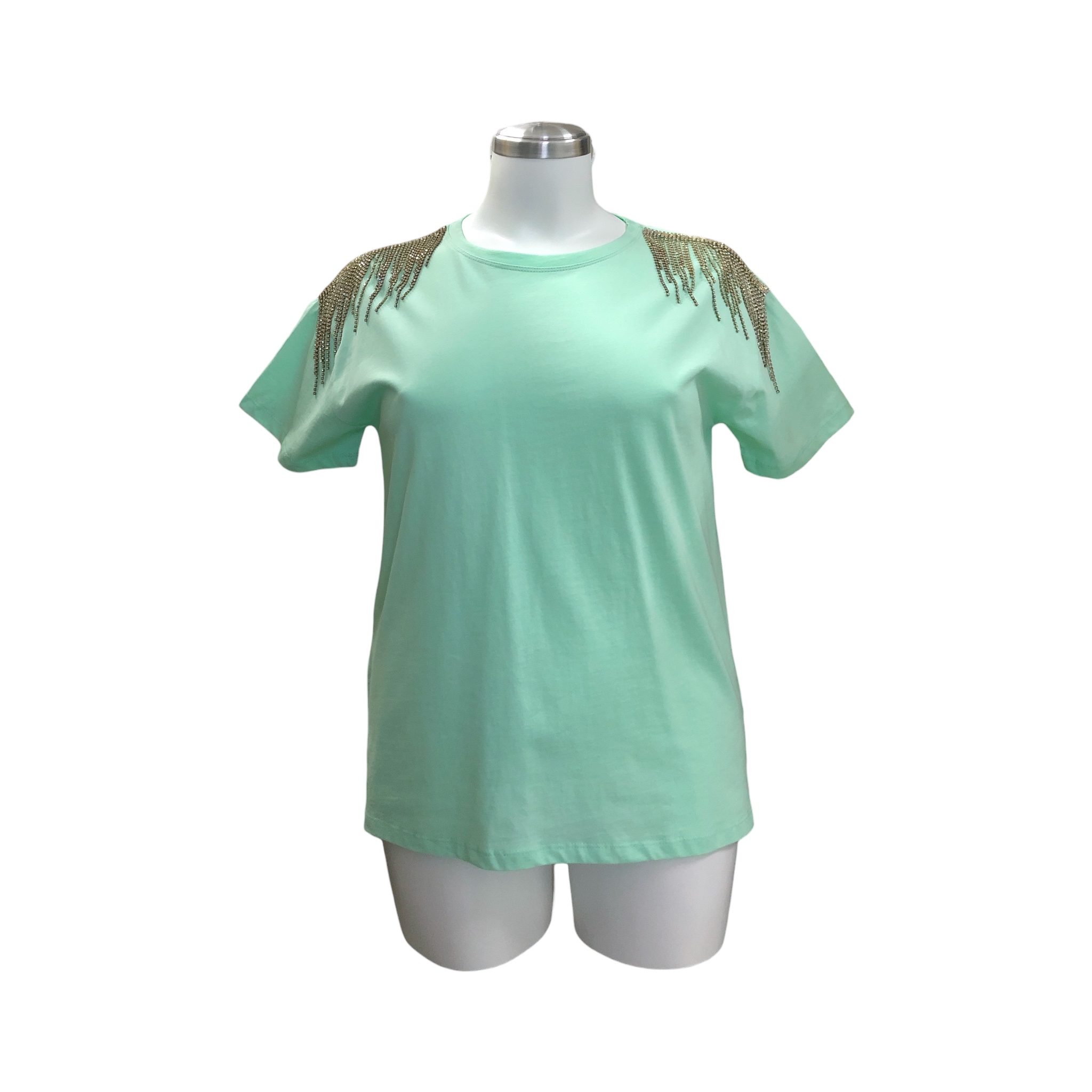 Foto 7 | Playera Con Pedrería En Hombro Lc