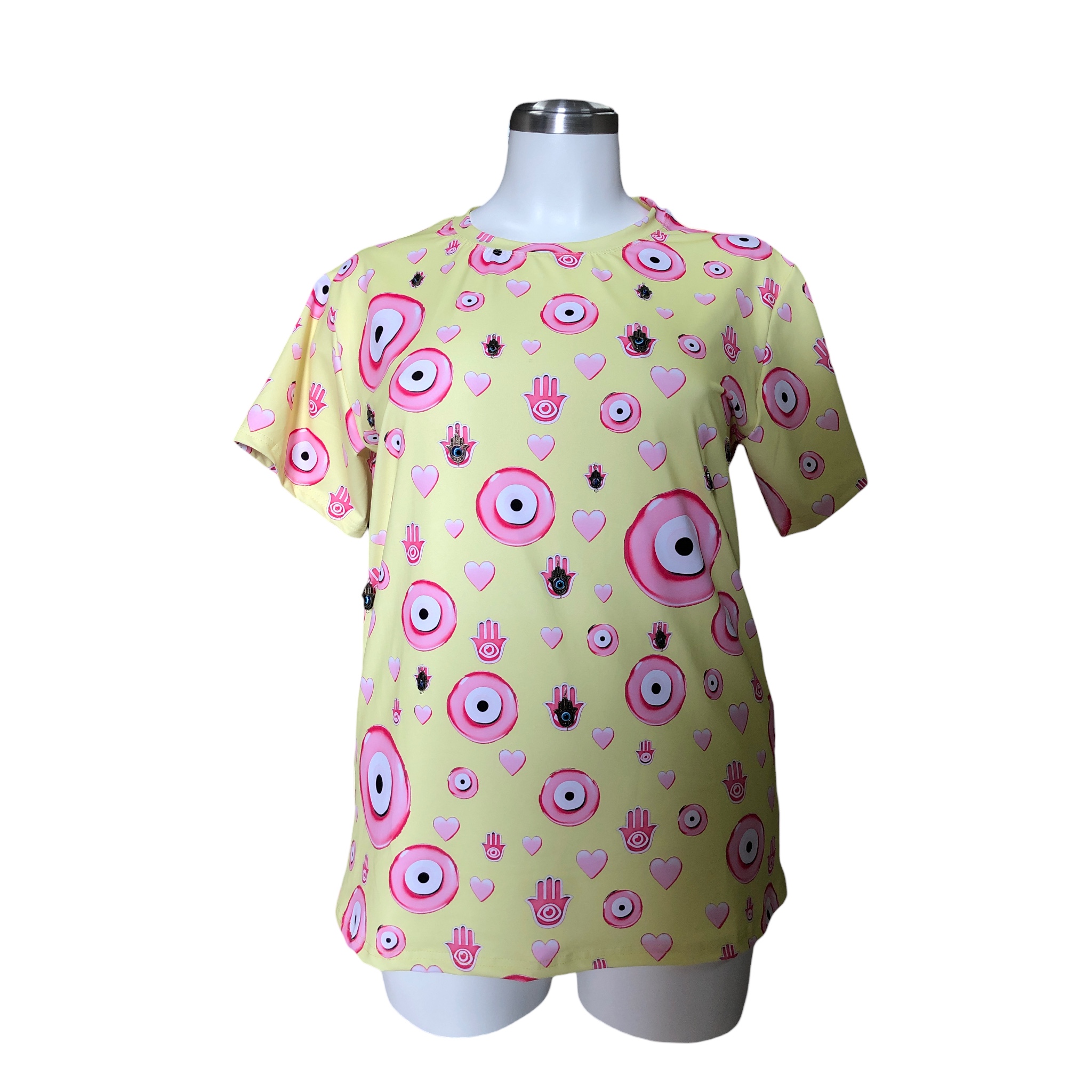 Foto 3 pulgar | Playera Amarilla Ojo Curvy Lc