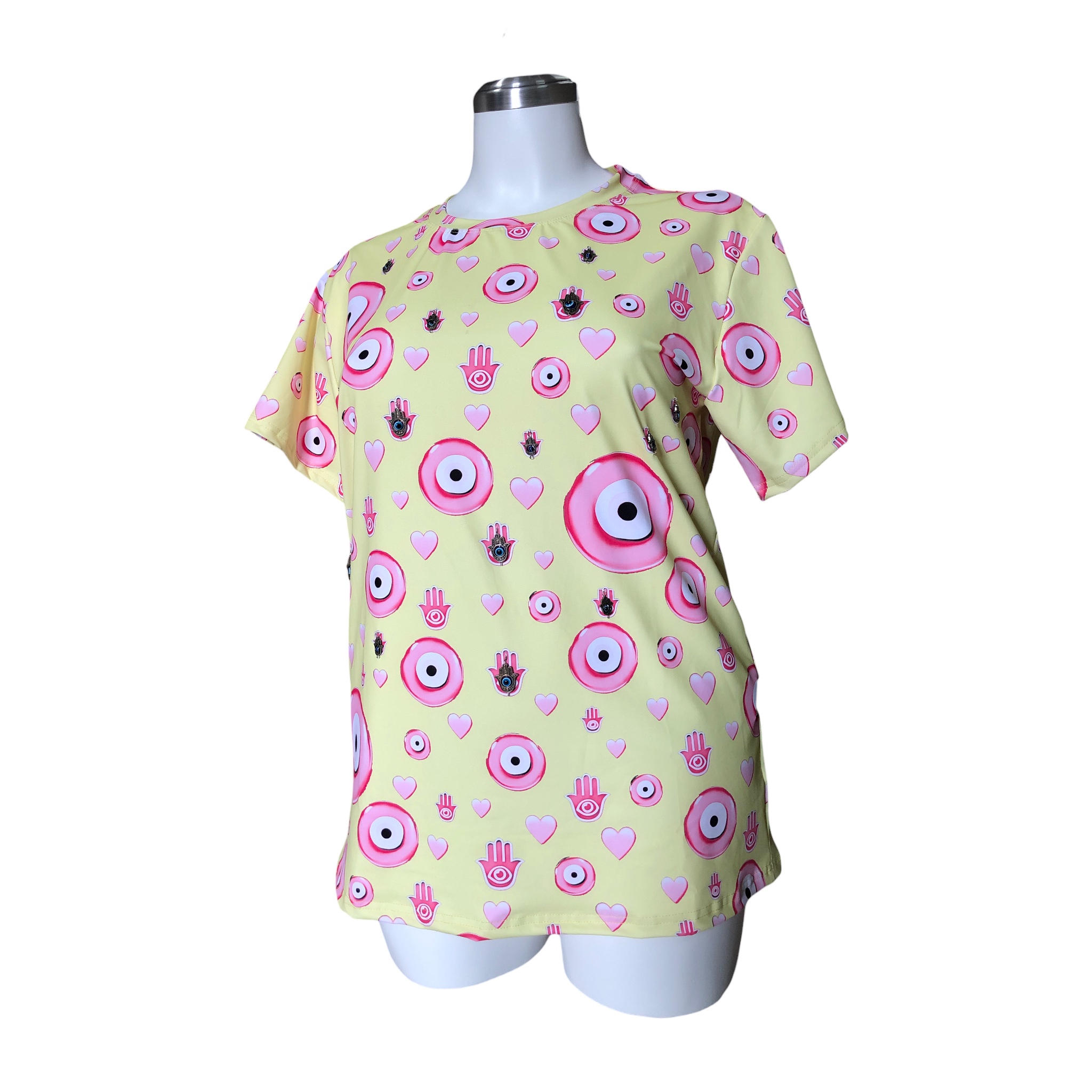 Foto 4 pulgar | Playera Amarilla Ojo Curvy Lc
