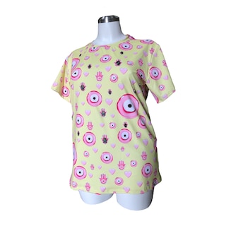 Foto 3 | Playera Amarilla Ojo Curvy Lc
