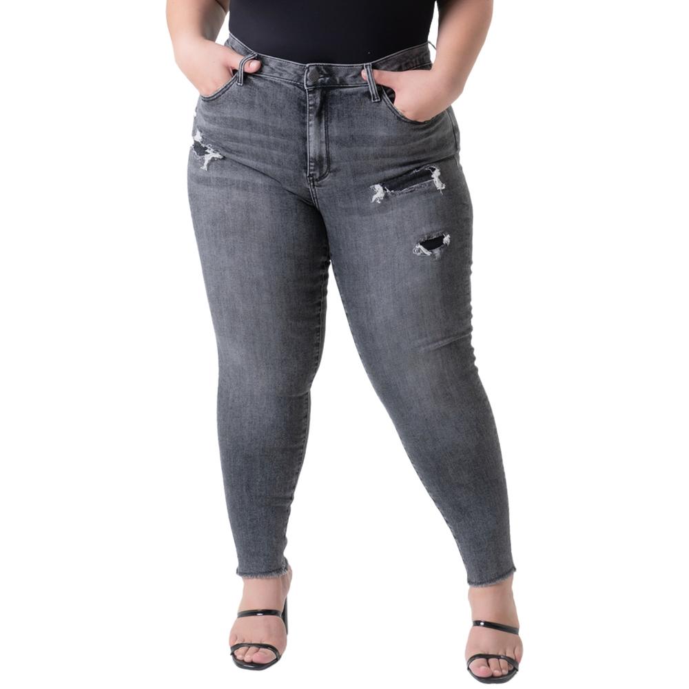 Foto 2 pulgar | Jeans Roman Fashion Skinny color Gris para Mujer