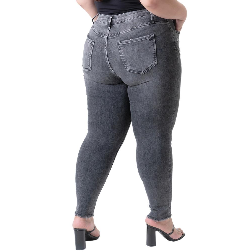 Foto 4 pulgar | Jeans Roman Fashion Skinny color Gris para Mujer