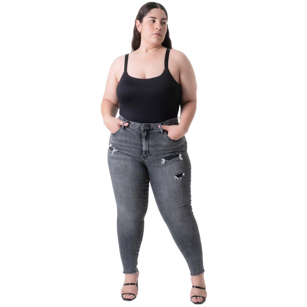 Foto 5 pulgar | Jeans Roman Fashion Skinny color Gris para Mujer