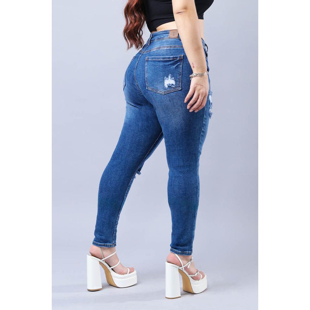 Foto 3 pulgar | Jeans Skinny Con Strech /tallas Extras, 1061 (mezclilla Medio) Azul