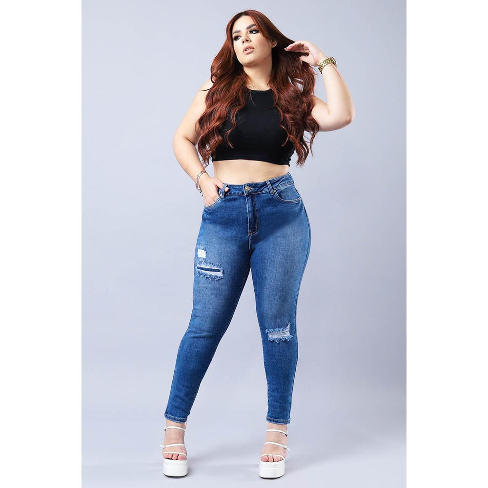 Foto 6 pulgar | Jeans Skinny Con Strech /tallas Extras, 1061 (mezclilla Medio) Azul