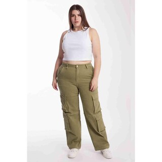 Foto 1 | Jeans Cargo Wide Leg Balam Tallas Extras 6513 Verde