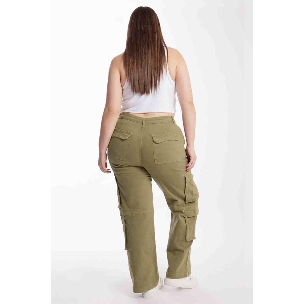 Foto 4 pulgar | Jeans Cargo Wide Leg Balam Tallas Extras 6513 Verde
