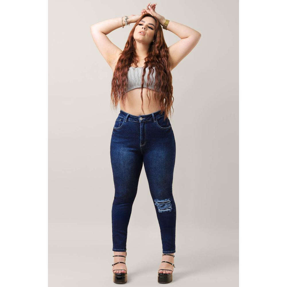 Jeans Skinny con Stretch Roman Fashion Tallas Extras Azul Oscuro