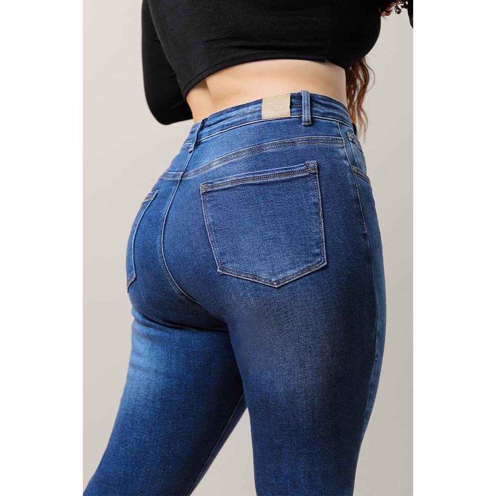 Foto 3 pulgar | Jeans Skinny con Stretch Roman Fashion Tallas Extras Azul