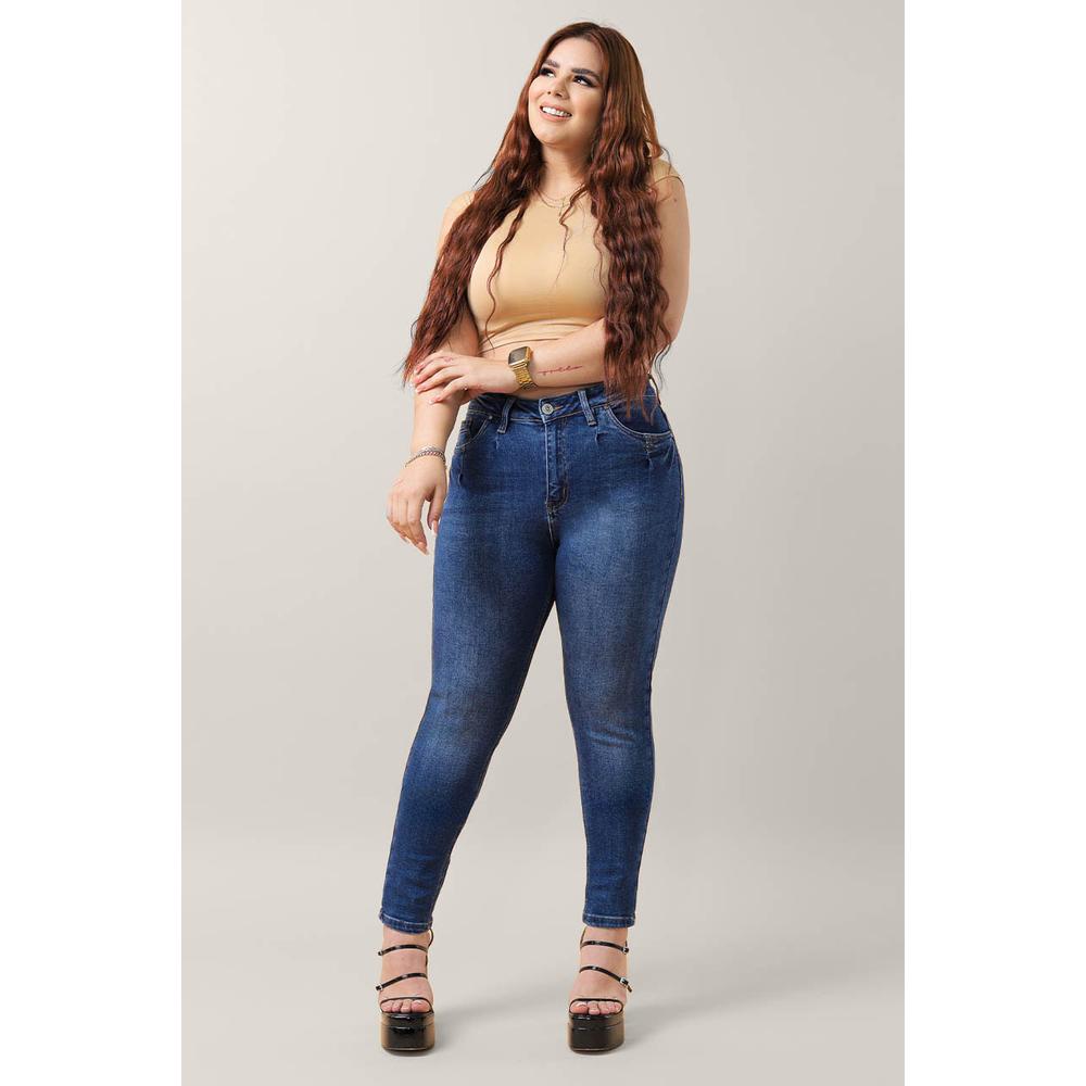 Foto 2 pulgar | Jeans Skinny con Stretch Roman Fashion Tallas Extras Azul