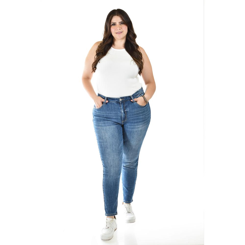 Foto 5 pulgar | Jeans Skinny con Strech Azul para Mujer