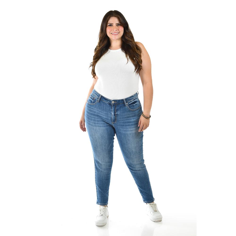 Foto 6 pulgar | Jeans Skinny con Strech Azul para Mujer