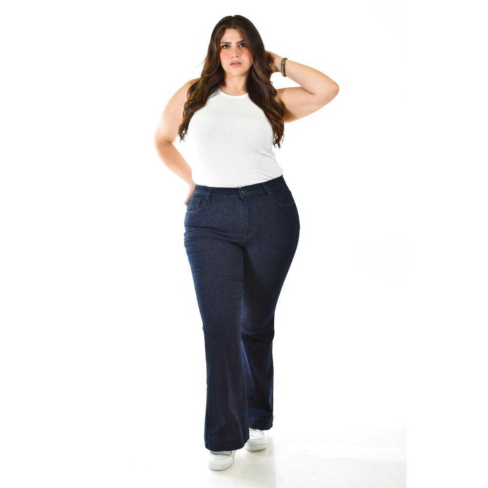 Foto 2 pulgar | Jeans Acampanado Azul Oscuro para Mujer