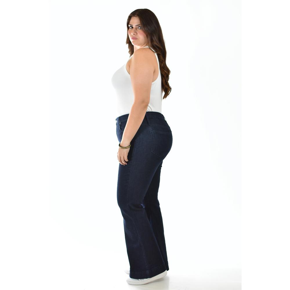 Foto 3 pulgar | Jeans Acampanado Azul Oscuro para Mujer