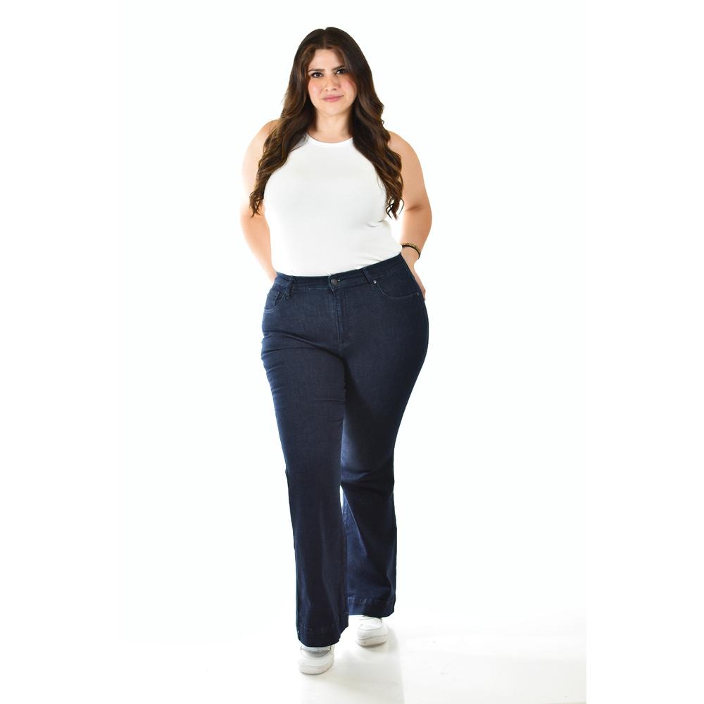 Foto 6 pulgar | Jeans Acampanado Azul Oscuro para Mujer