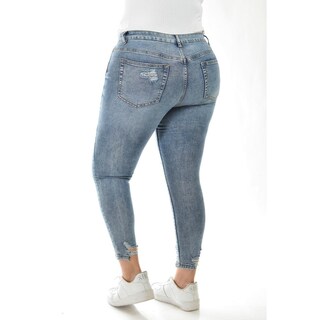 Foto 2 | Jeans Skinny Con Detalles Desgastados /tallas Extras, 198 (mezclilla Claro) Azul