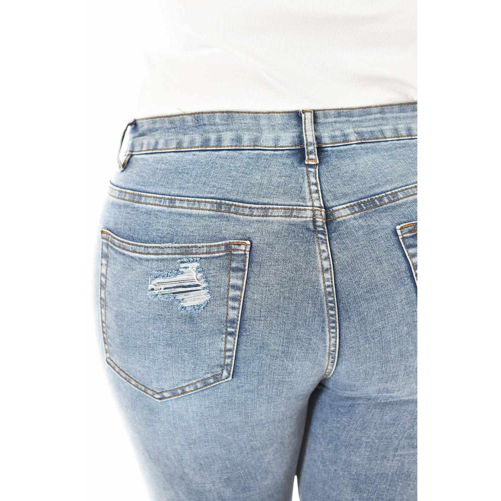Foto 4 pulgar | Jeans Skinny Con Detalles Desgastados /tallas Extras, 198 (mezclilla Claro) Azul