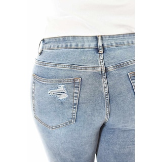 Foto 3 | Jeans Skinny Con Detalles Desgastados /tallas Extras, 198 (mezclilla Claro) Azul