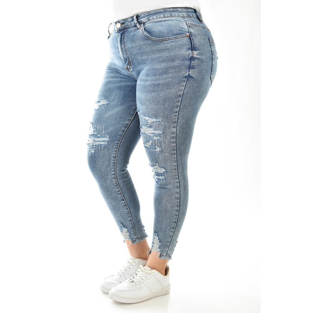 Foto 4 | Jeans Skinny Con Detalles Desgastados /tallas Extras, 198 (mezclilla Claro) Azul