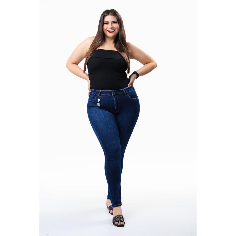 Foto 2 pulgar | Jeans Skinny Con Strech /tallas Extras, 1104 (azul Dark) Azul Oscuro