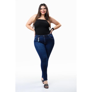 Foto 1 | Jeans Skinny Con Strech /tallas Extras, 1104 (azul Dark) Azul Oscuro
