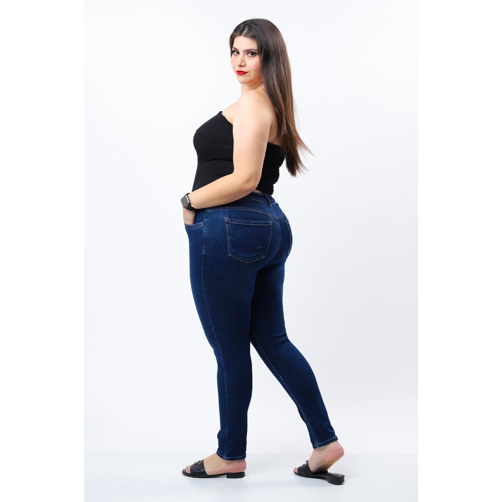 Foto 3 pulgar | Jeans Skinny Con Strech /tallas Extras, 1104 (azul Dark) Azul Oscuro