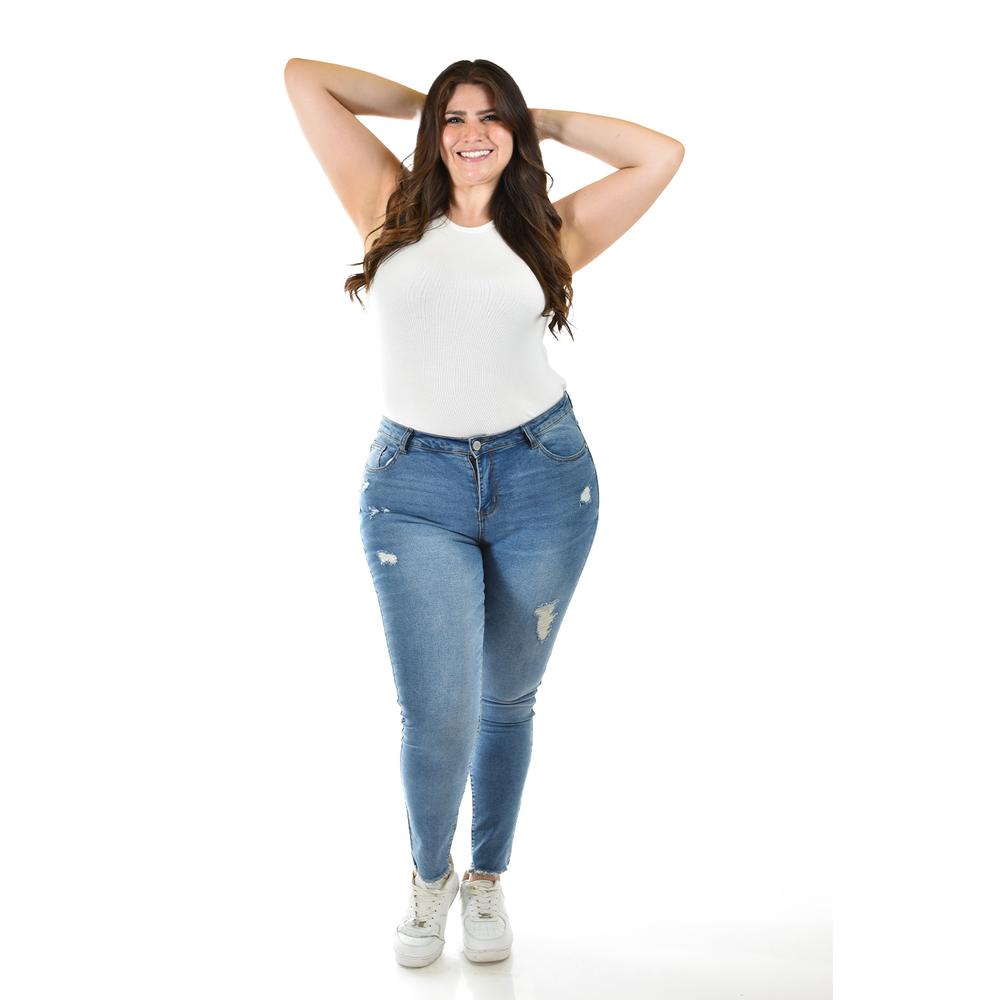 Foto 6 pulgar | Jeans Skinny /tallas Extras, 178 (mezclilla Claro) Azul