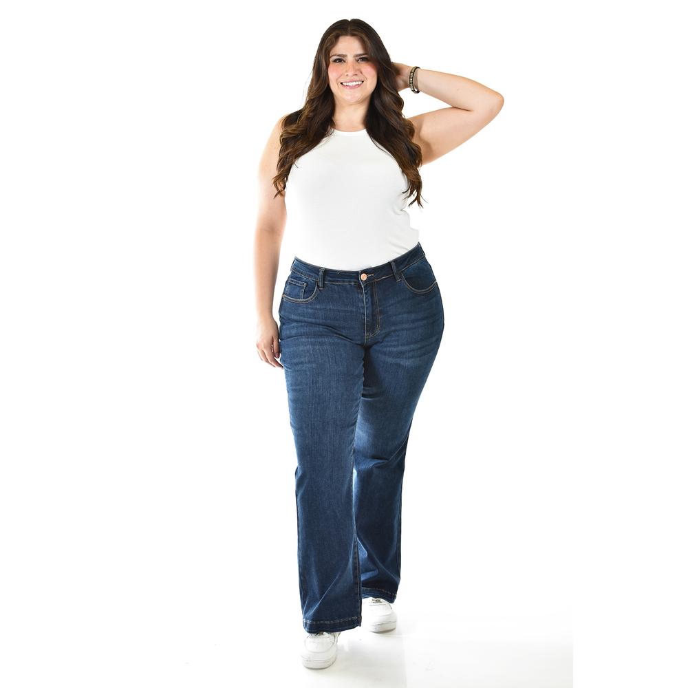 Foto 5 | Jeans Acampanado /tallas Extras, 289 (azul Dark) Azul Oscuro