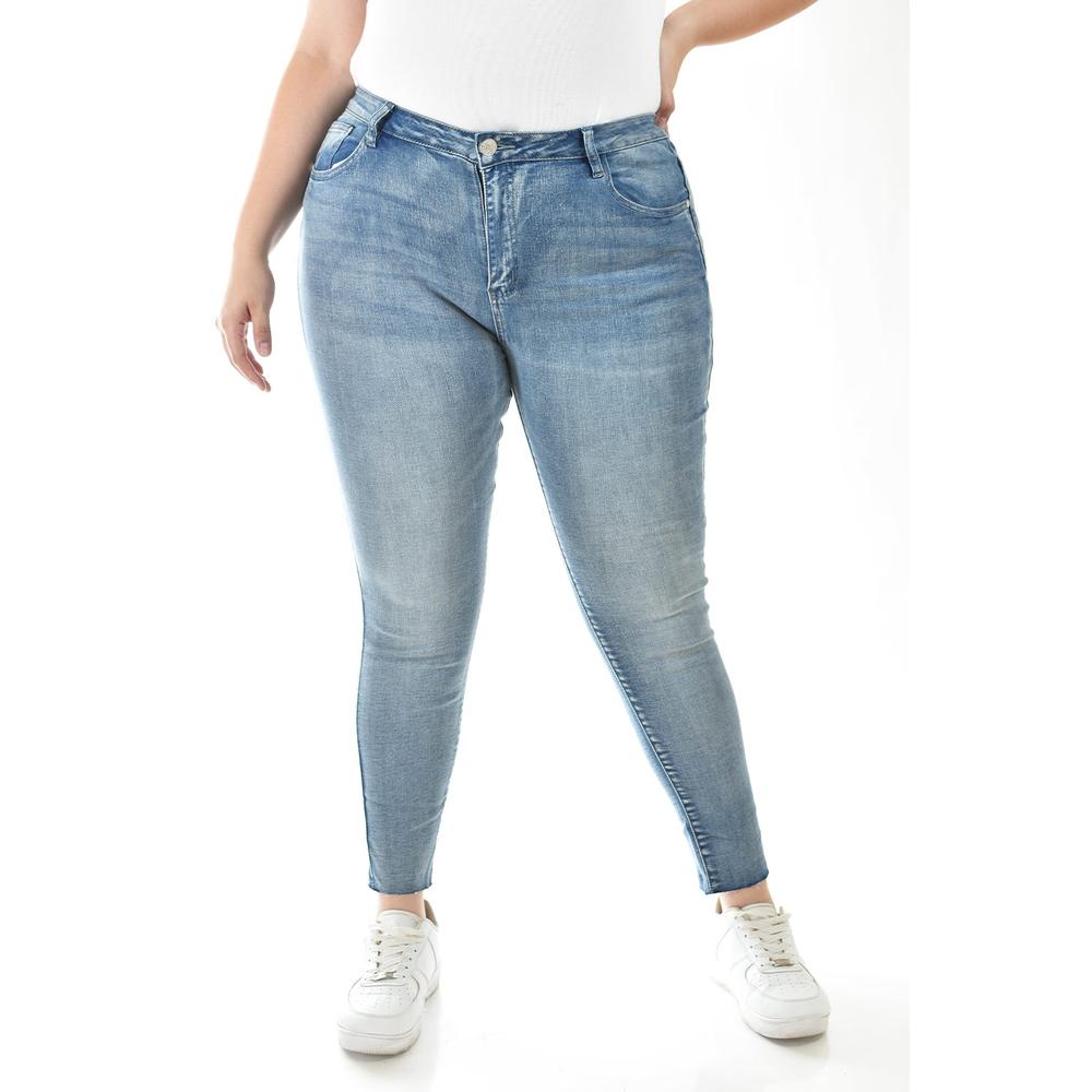 Foto 2 pulgar | Jeans Skinny Deslavado /tallas Extras, 200 (azul Claro) Azul