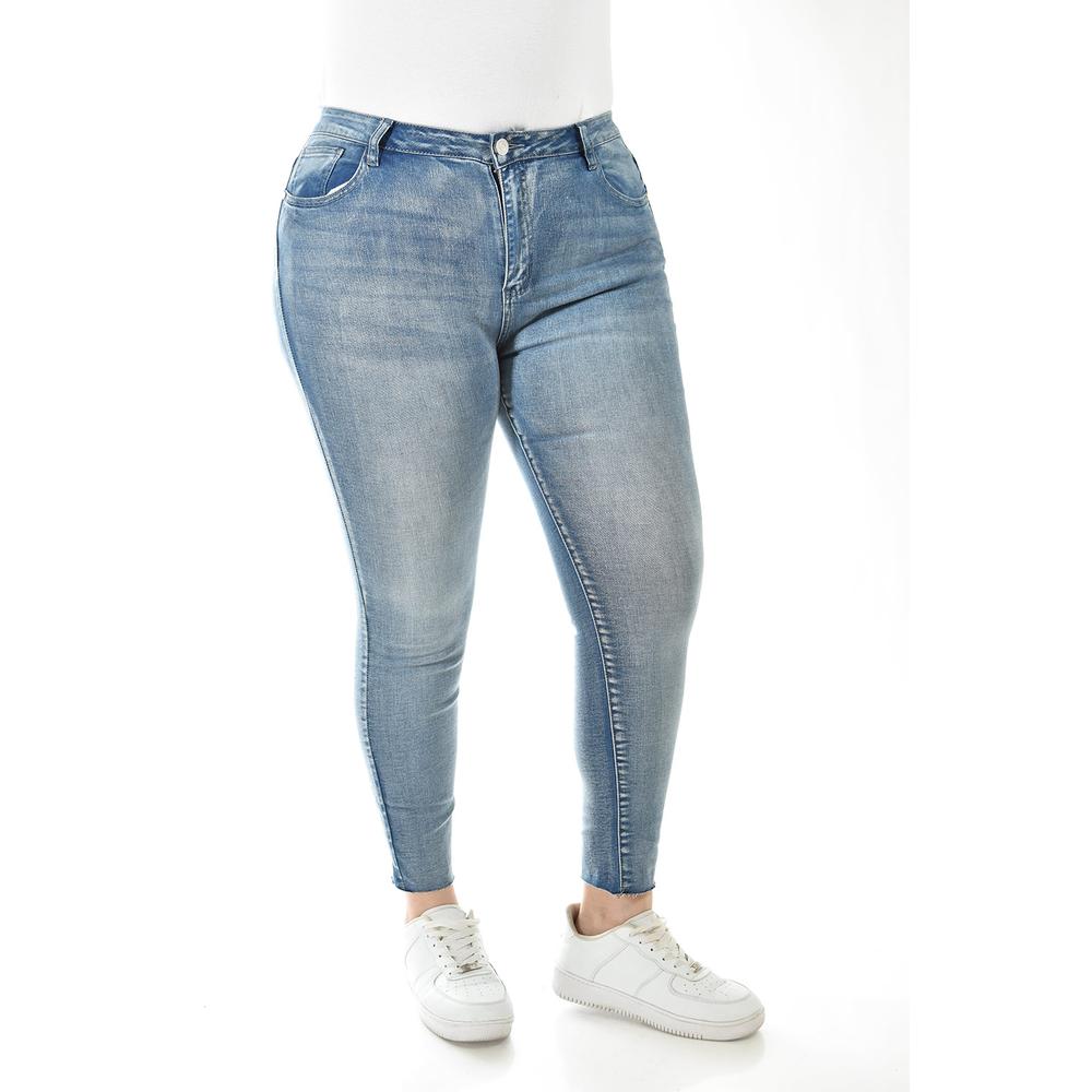 Foto 3 pulgar | Jeans Skinny Deslavado /tallas Extras, 200 (azul Claro) Azul