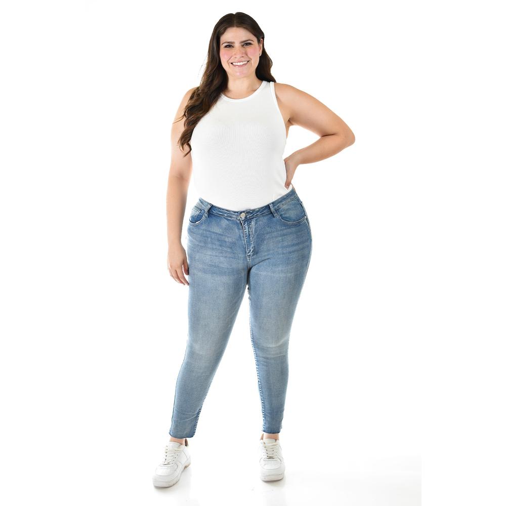 Foto 5 pulgar | Jeans Skinny Deslavado /tallas Extras, 200 (azul Claro) Azul