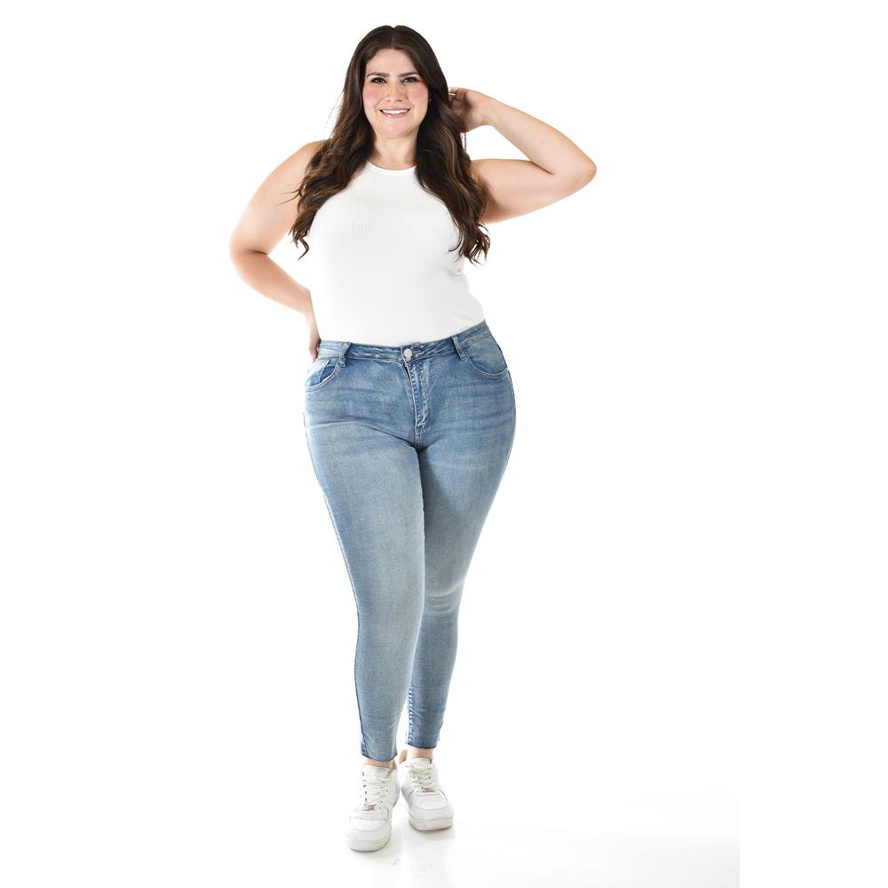 Foto 5 | Jeans Skinny Deslavado /tallas Extras, 200 (azul Claro) Azul