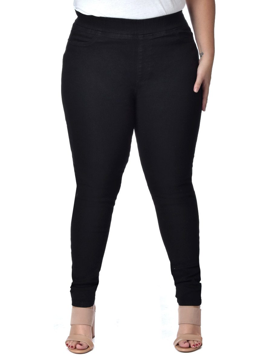 Foto 2 pulgar | Pantalón Skinny Pull On Mujer Curvy Negro 022608