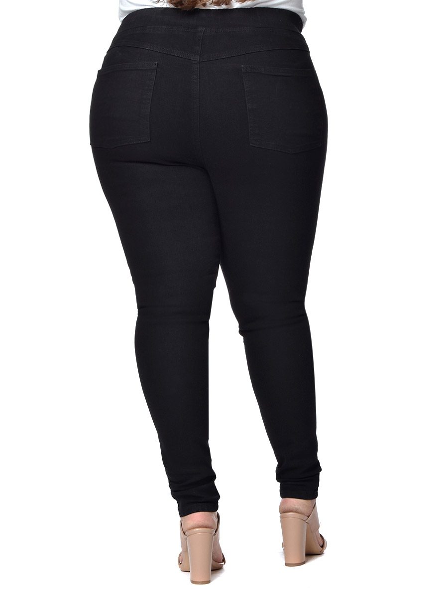 Foto 3 pulgar | Pantalón Skinny Pull On Mujer Curvy Negro 022608
