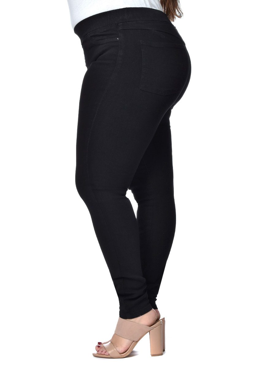 Foto 5 pulgar | Pantalón Skinny Pull On Mujer Curvy Negro 022608