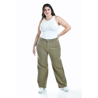 Foto 2 | Jeans Wide Leg Con Textura /juvenil, 6512 (verde Militar) Verde