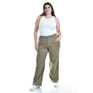 Foto 6 | Jeans Wide Leg Con Textura /juvenil, 6512 (verde Militar) Verde