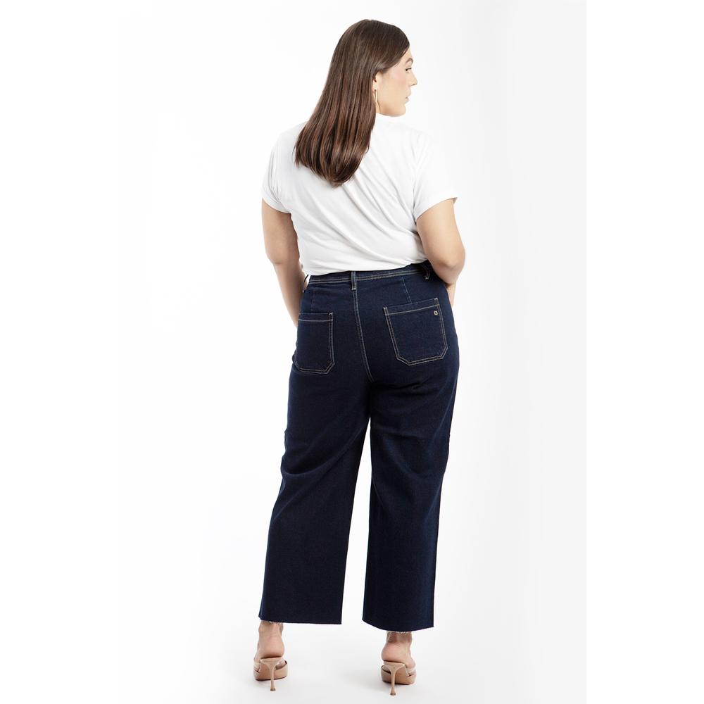 Foto 4 pulgar | Jeans Culotte Con Bolsillos Frontales Tallas Extras, 6859 (mezclilla Tono Oscuro) Azul Oscuro
