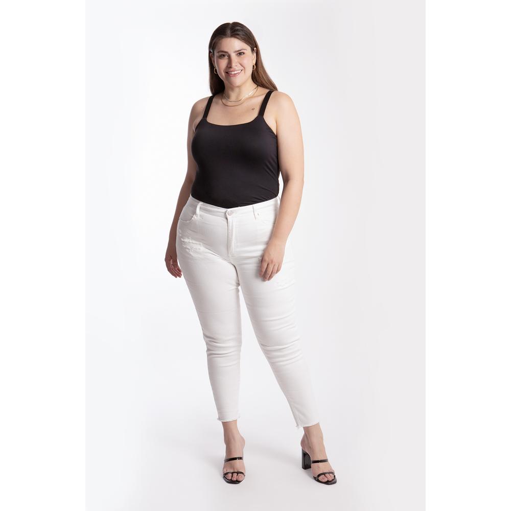 Foto 2 pulgar | Jeans Skinny Con Rasgaduras Tallas Extras, 6474 (blanco) Blanco