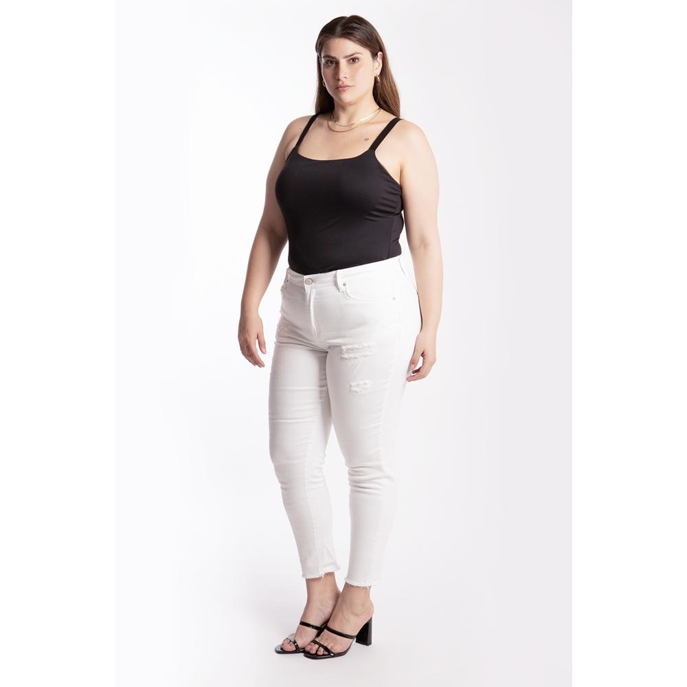 Foto 3 pulgar | Jeans Skinny Con Rasgaduras Tallas Extras, 6474 (blanco) Blanco