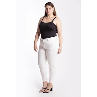 Foto 2 | Jeans Skinny Con Rasgaduras Tallas Extras, 6474 (blanco) Blanco