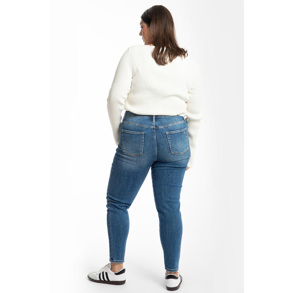 Foto 4 pulgar | Jeans Skinny Con Deslaves Tallas Extras, 6695 (mezclilla Tono Medio) Azul