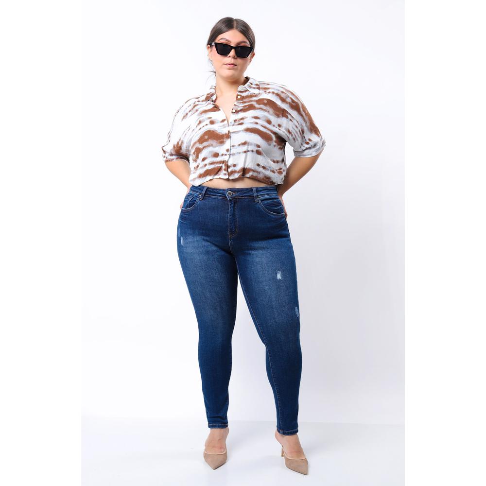 Foto 2 pulgar | Jeans Skinny Con Strech Tallas Extras, 1630 (azul Dark) Azul
