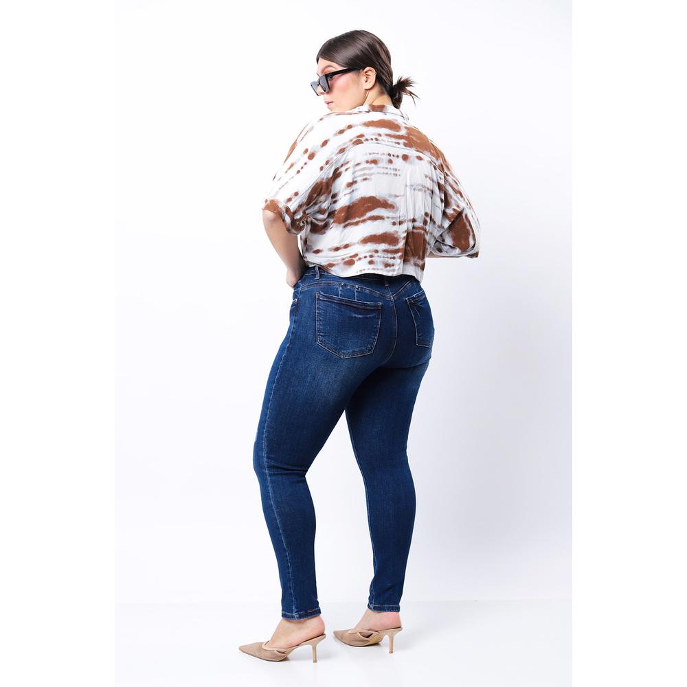 Foto 3 pulgar | Jeans Skinny Con Strech Tallas Extras, 1630 (azul Dark) Azul