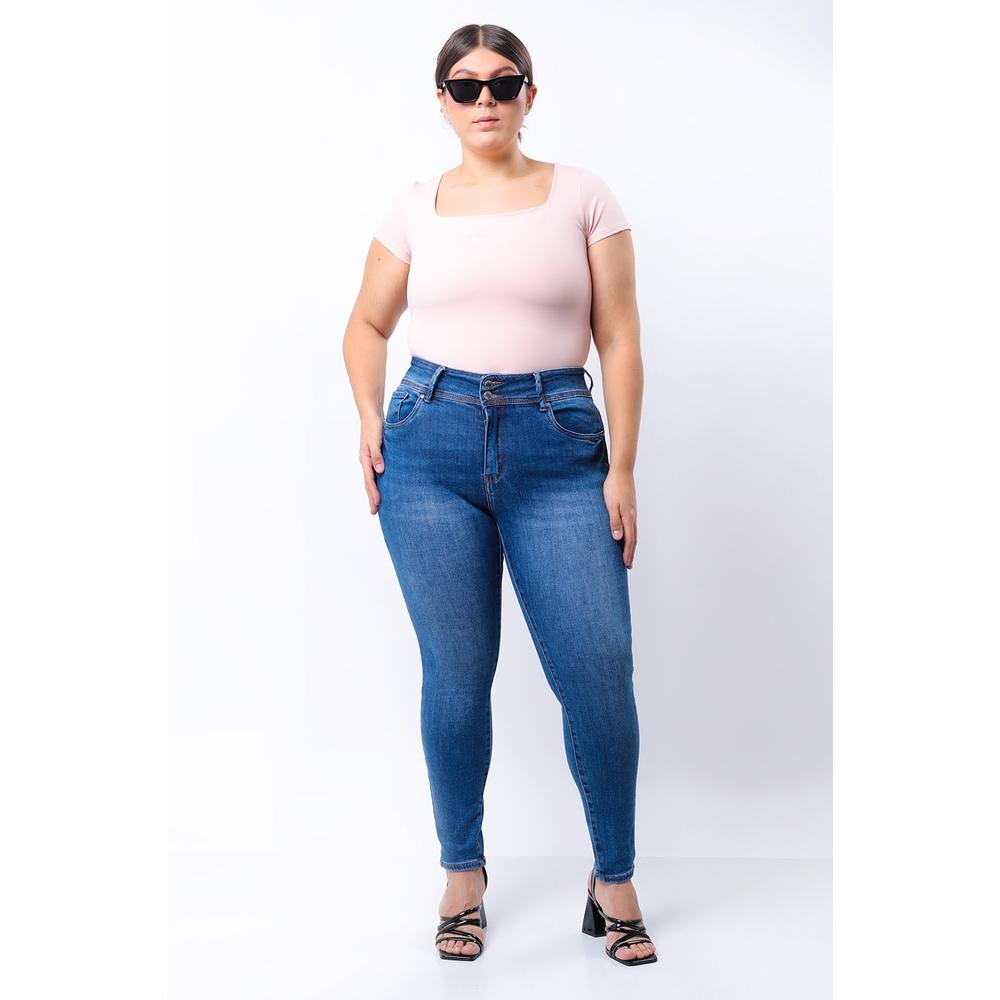 Foto 1 | Jeans Skinny Con Strech Tallas Extras, 1631 (azul Medio) Azul