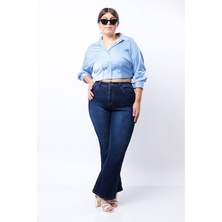 Foto 1 | Jeans Acampanado Tallas Extras, 1638 (azul Dark) Azul Oscuro