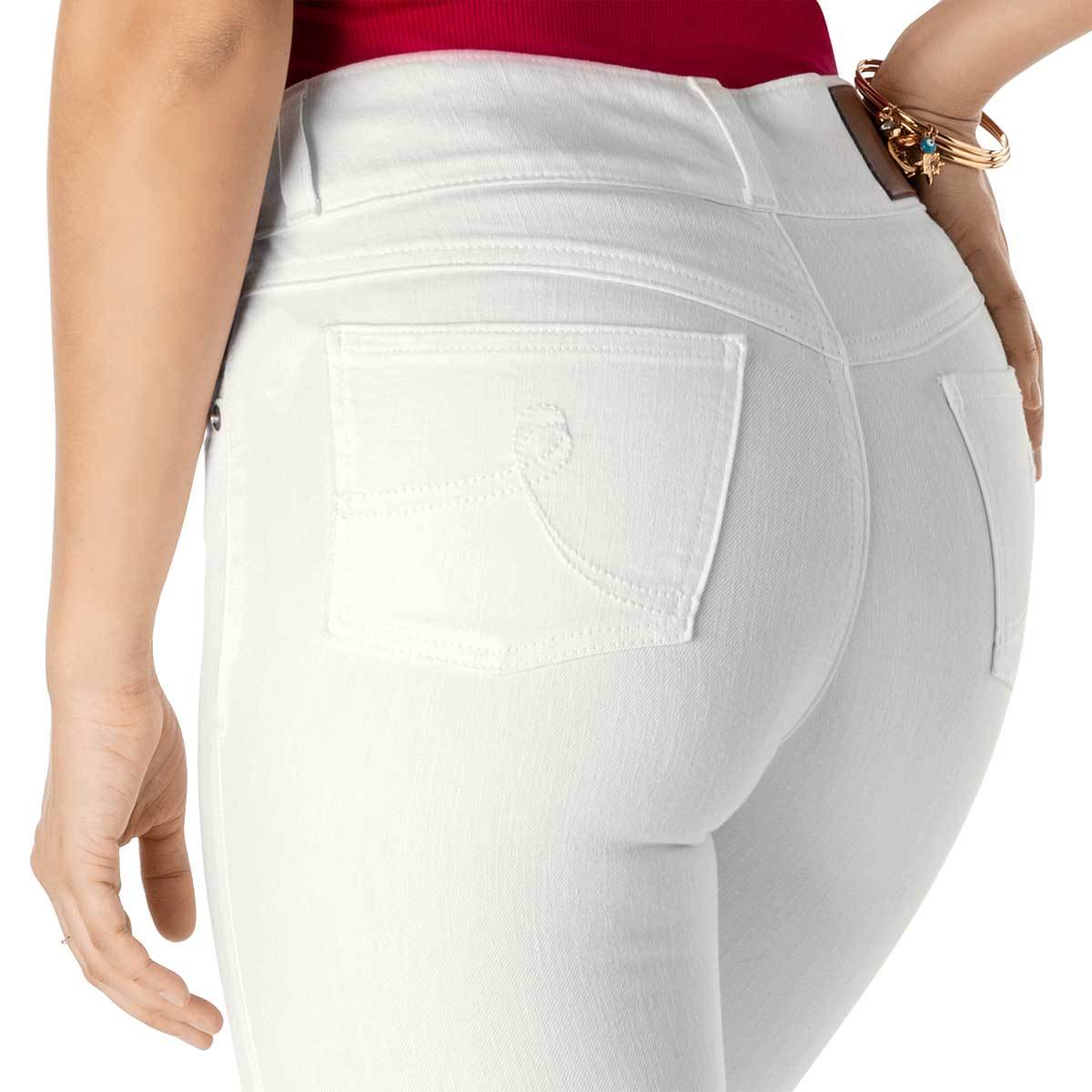 Foto 3 pulgar | Felker Jeans Para Mujer Blanco, Corte Skinny, Cintura Alta, Levanta Pompas